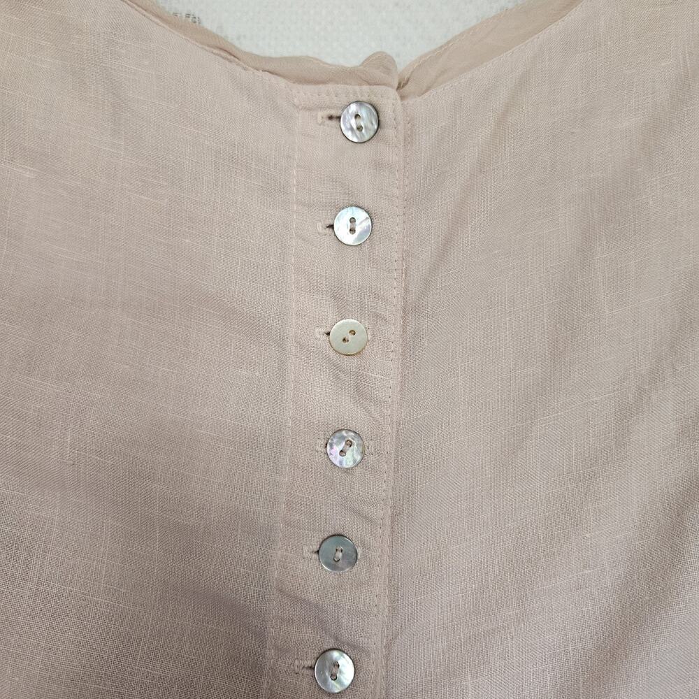 Johnny Was Collection 100% Linen Mini Shift Dress Soft Pink Lace Crochet Y2K 90s - Picture 5 of 12